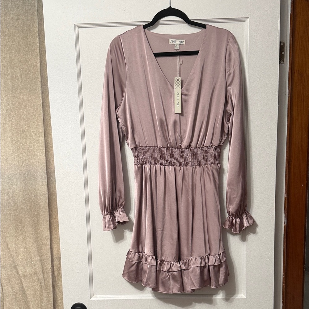 She + Sky Blush Pink Satin Dress